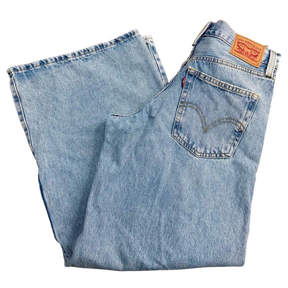 Levi's '94 Baggy Wide Leg Jeans Women 27 Light Wash Distressed Grunge